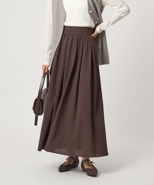 green label relaxing（グリーンレーベルリラクシング）の「エアリー ギャザー スカート 2（スカート・レディース・ライトグレー/ダークグレー/ダークブラウン・36/38）」の4枚目の写真