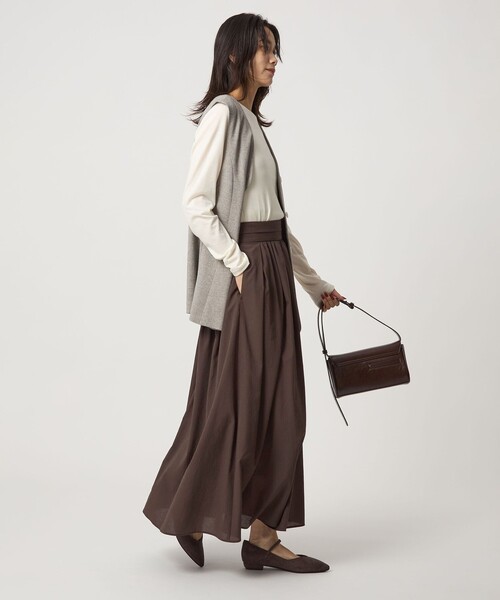 green label relaxing（グリーンレーベルリラクシング）の「エアリー ギャザー スカート 2（スカート・レディース・ライトグレー/ダークグレー/ダークブラウン・36/38）」の8枚目の写真