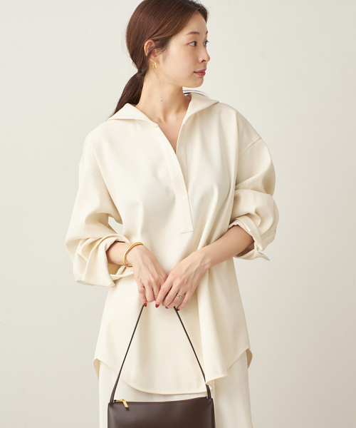 plage(プラージュ)の「ダブルクロスフォルム ブラウス(シャツ/ブラウス・レディース・キャメル/アイボリー・FREE)」の8枚目の写真