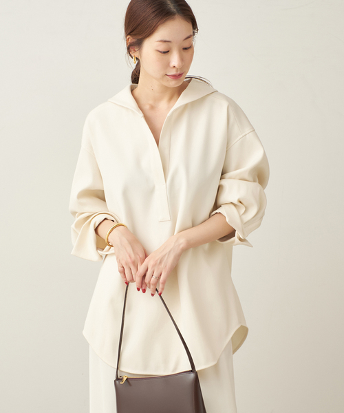 plage(プラージュ)の「ダブルクロスフォルム ブラウス(シャツ/ブラウス・レディース・キャメル/アイボリー・FREE)」の9枚目の写真