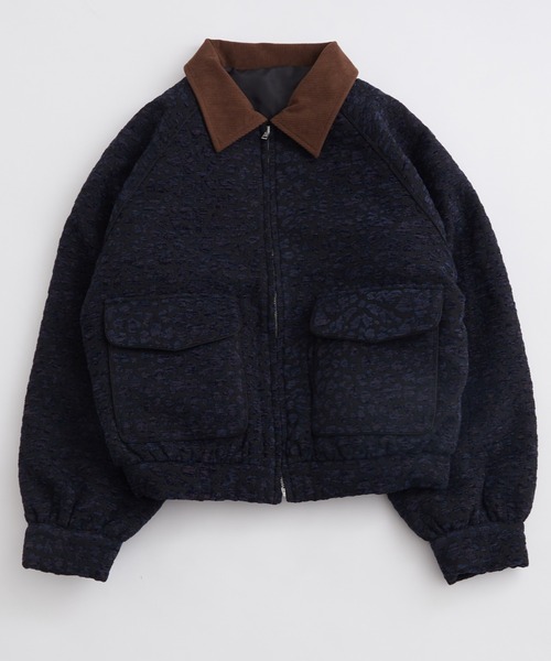 WHO'S WHO gallery（フーズフーギャラリー）の「LEOPARD JACQUARD BLOUSON（ブルゾン・レディース・ベージュ/ブラック・FREE）」の2枚目の写真