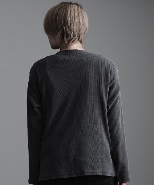 SILVER BULLET（シルバーバレット）の「『SILVER BULLET SELECT AP/シルバーバレットセレクト』ヴィンテージ風クロス刺繍ワッフルダメージロンT（Tシャツ/カットソー・メンズ・グレー/ブラック/チャコール・L/M）」の15枚目の写真