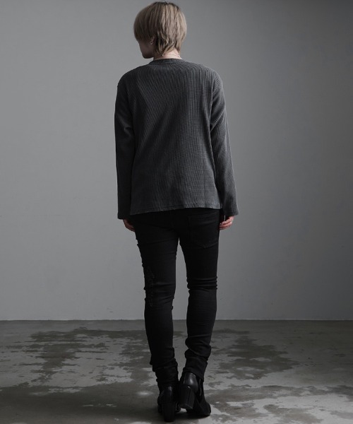 SILVER BULLET（シルバーバレット）の「『SILVER BULLET SELECT AP/シルバーバレットセレクト』ヴィンテージ風クロス刺繍ワッフルダメージロンT（Tシャツ/カットソー・メンズ・グレー/ブラック/チャコール・L/M）」の17枚目の写真