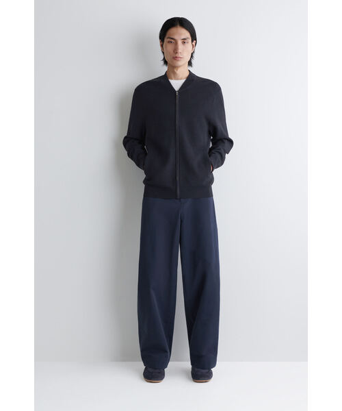 COS シャーリングボンバージャケット LEATHER-SLEEVE WOOL BOMBER JACKET レザースリーブ ウール