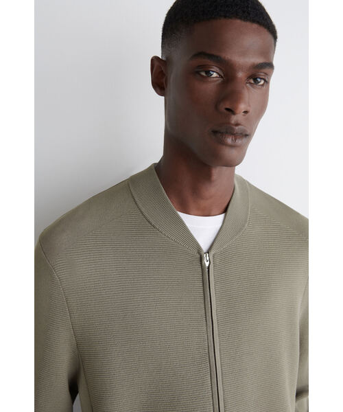 新品　COS ウールボンバージャケット　Mサイズ　グレー JERSEY-PANELLED BOMBER JACKET ジャージーパネルボンバージャケット