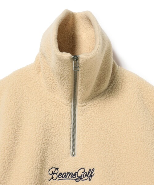 BEAMS GOLF フリースジャケット ハーフジップ クリーム BEAMS GOLF（ビームスゴルフ）の「ORANGE LABEL / ボア ハーフジップ