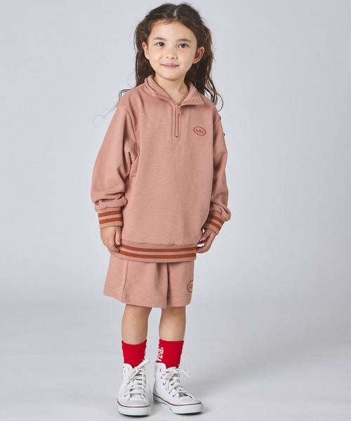 pairmanon(ペアマノン)の「【サラッとスウェット】ユニセックス 刺繍入り ハーフジップ&ハーフパンツ セットアップ(セットアップ・キッズ・オレンジ系その他/ブラック/グレー・90/100/110/120/130/140/150)」の7枚目の写真