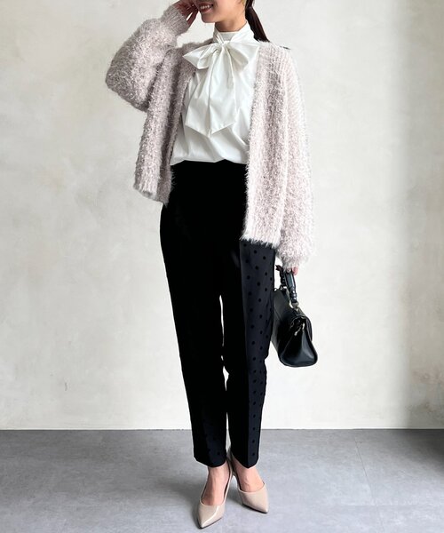 Chez toi（シェトワ）の「【セレモニー対応可】フロッキードットテーパードパンツ（その他パンツ・レディース・ベージュ/ネイビー/ブラック・FREE）」の9枚目の写真