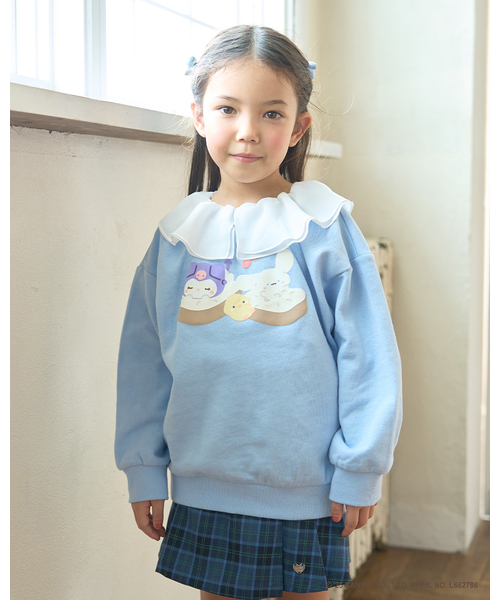 Lycee mine（リセマイン）の「【スタジオハヌル×サンリオキャラクターズ】【どちらが前でもOK】アソート衿付きスウェット（スウェット・キッズ・ピンク/ミント/サックスブルー・120cm/110cm/130cm/100cm/140cm）」の3枚目の写真