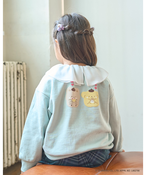Lycee mine（リセマイン）の「【スタジオハヌル×サンリオキャラクターズ】【どちらが前でもOK】アソート衿付きスウェット（スウェット・キッズ・ピンク/ミント/サックスブルー・120cm/110cm/130cm/100cm/140cm）」の2枚目の写真