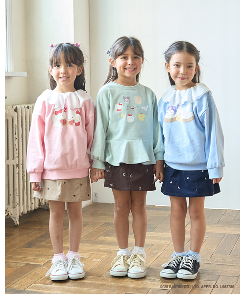 Lycee mine（リセマイン）の「【スタジオハヌル×サンリオキャラクターズ】【どちらが前でもOK】アソート衿付きスウェット（スウェット・キッズ・ピンク/ミント/サックスブルー・120cm/110cm/130cm/100cm/140cm）」の4枚目の写真