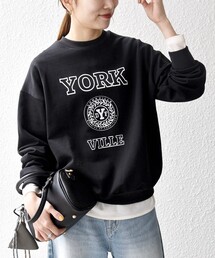 SHIPS any: any city カレッジライク プリント&刺繍 リラックス スウェット◇