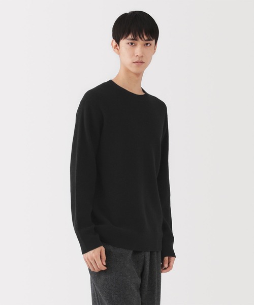 MUJI Labo（ムジラボ）の「〔MUJI Labo〕紳士　自然の色を生かして染色した　ヤク畦編みクルーネックセーター（ニット/セーター・メンズ・ブラック・M/L/XL）」の2枚目の写真