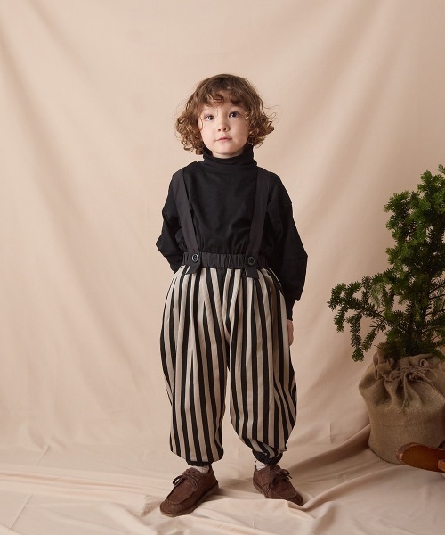 riziere（リジェール）の「サスペンダー付きストライプバルーンシルエットパンツ（その他パンツ・キッズ・ブラック・110/100/90/140/130/120）」の13枚目の写真