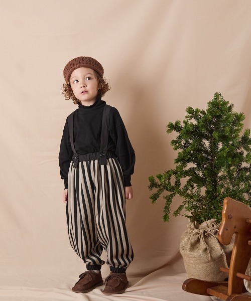 riziere（リジェール）の「サスペンダー付きストライプバルーンシルエットパンツ（その他パンツ・キッズ・ブラック・110/100/90/140/130/120）」の14枚目の写真