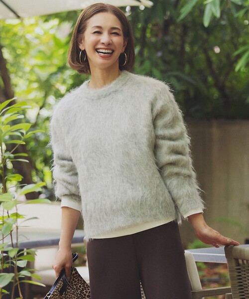 セール】アルパカシャギー クルーネック プルオーバー（ニット