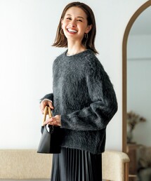 アルパカシャギー クルーネック プルオーバー