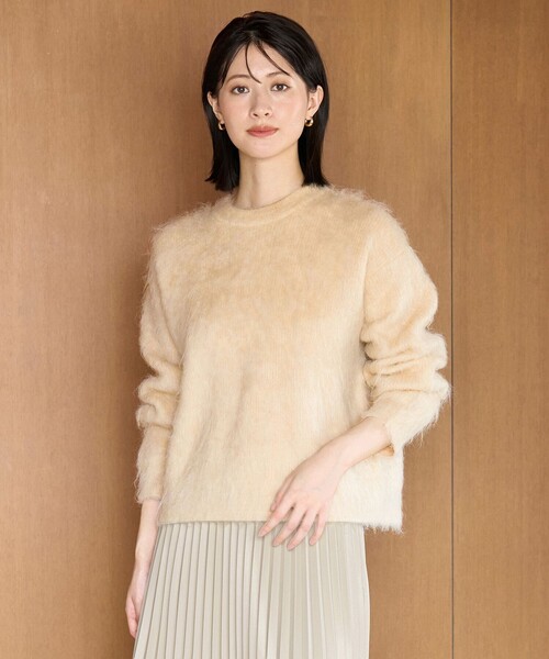 セール】アルパカシャギー クルーネック プルオーバー（ニット