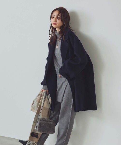 Gready Brilliant(グレディブリリアン)の「Wフェイス大衿ダブルコート(チェスターコート・レディース・グレー/ネイビー・38)」の10枚目の写真