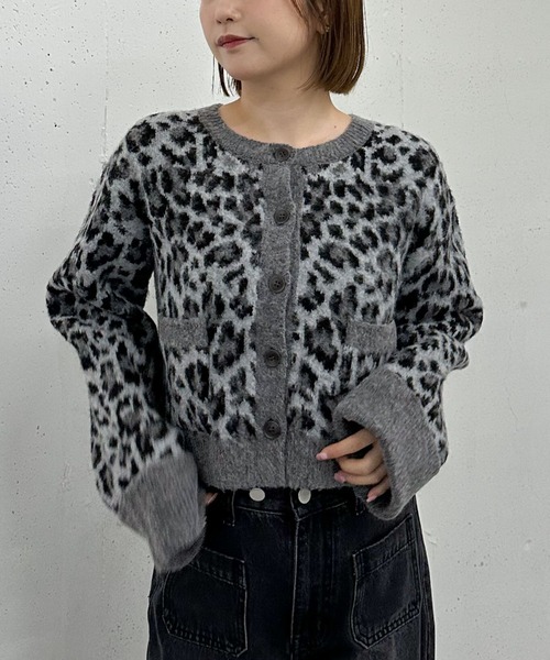 セール】レオパードJQニットカーディガン（カーディガン/ボレロ