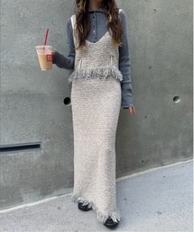 Ameri（アメリ）の「UND TWEED JUMPER SKIRT KNIT DRESS（ワンピース）」