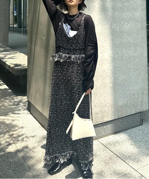 Ameri（アメリ）の「UND TWEED JUMPER SKIRT KNIT DRESS（ワンピース