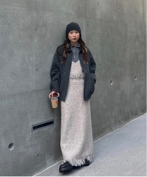 ワンピース UND TWEED JUMPER SKIRT KNIT DRESS UND TWEED JUMPER SKIRT KNIT DRESS（ワンピース）｜Ameri（アメリ）の