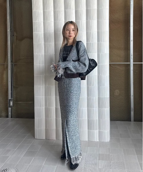 Ameri（アメリ）の「UND TWEED JUMPER SKIRT KNIT DRESS（ワンピース