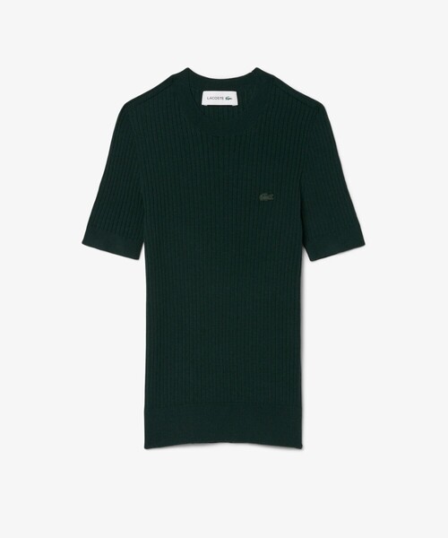 LACOSTE(ラコステ)の「3Dニッティングショートスリーブメリノウール ハイゲージニットセーター(ニット/セーター・レディース・ダークグリーン/ネイビー・36/34/40/38)」の14枚目の写真