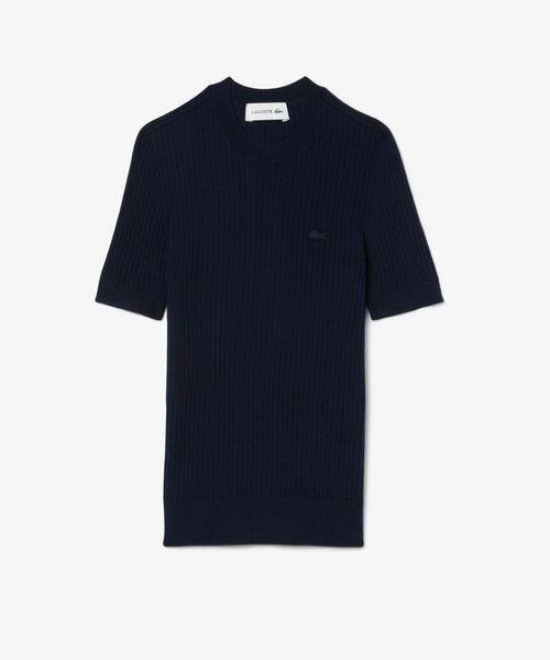 LACOSTE(ラコステ)の「3Dニッティングショートスリーブメリノウール ハイゲージニットセーター(ニット/セーター・レディース・ダークグリーン/ネイビー・36/34/40/38)」の5枚目の写真