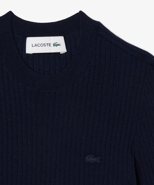LACOSTE(ラコステ)の「3Dニッティングショートスリーブメリノウール ハイゲージニットセーター(ニット/セーター・レディース・ダークグリーン/ネイビー・36/34/40/38)」の6枚目の写真