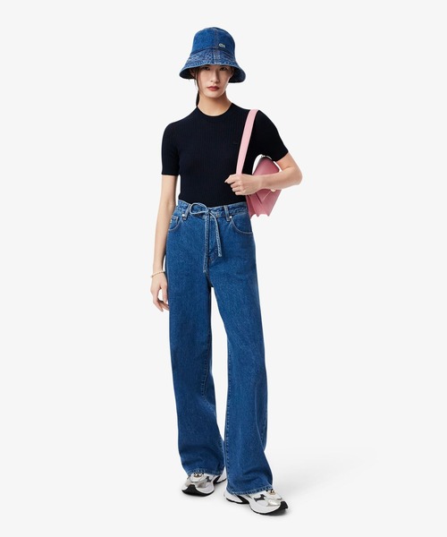 LACOSTE(ラコステ)の「3Dニッティングショートスリーブメリノウール ハイゲージニットセーター(ニット/セーター・レディース・ダークグリーン/ネイビー・36/34/40/38)」の7枚目の写真