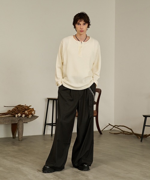 Forte(フォルテ)(フォルテ)の「Thermal Texture Henley Top/サーマルテクッスチャーヘンリーネックトップ(Tシャツ/カットソー・メンズ・アイボリー/ブラウン/グレー・MEDIUM/LARGE)」の10枚目の写真
