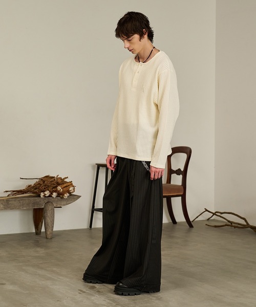 Forte(フォルテ)(フォルテ)の「Thermal Texture Henley Top/サーマルテクッスチャーヘンリーネックトップ(Tシャツ/カットソー・メンズ・アイボリー/ブラウン/グレー・MEDIUM/LARGE)」の9枚目の写真