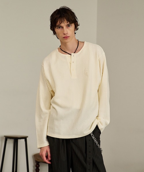 Forte(フォルテ)(フォルテ)の「Thermal Texture Henley Top/サーマルテクッスチャーヘンリーネックトップ(Tシャツ/カットソー・メンズ・アイボリー/ブラウン/グレー・MEDIUM/LARGE)」の6枚目の写真