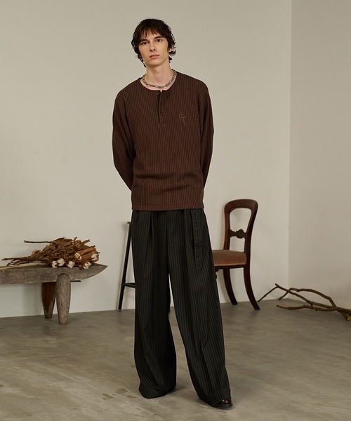 Forte(フォルテ)(フォルテ)の「Thermal Texture Henley Top/サーマルテクッスチャーヘンリーネックトップ(Tシャツ/カットソー・メンズ・アイボリー/ブラウン/グレー・MEDIUM/LARGE)」の14枚目の写真