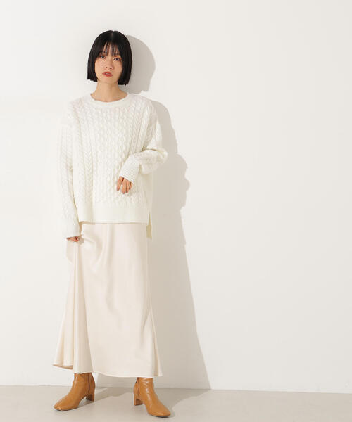 N.（N. Natural Beauty Basic）（エヌエヌナチュラルビューティーベーシック）の「ベーシックケーブルニット（ニット/セーター・レディース・オフホワイト/ピンク/ブラウン・MEDIUM）」の5枚目の写真