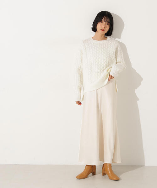 N.（N. Natural Beauty Basic）（エヌエヌナチュラルビューティーベーシック）の「ベーシックケーブルニット（ニット/セーター・レディース・オフホワイト/ピンク/ブラウン・MEDIUM）」の8枚目の写真