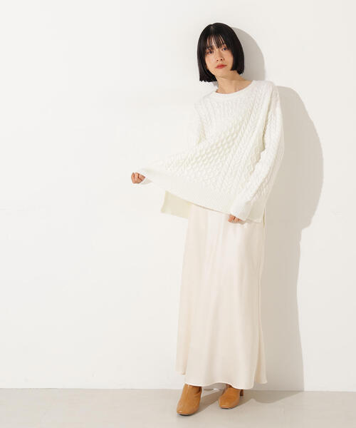 N.（N. Natural Beauty Basic）（エヌエヌナチュラルビューティーベーシック）の「ベーシックケーブルニット（ニット/セーター・レディース・オフホワイト/ピンク/ブラウン・MEDIUM）」の9枚目の写真