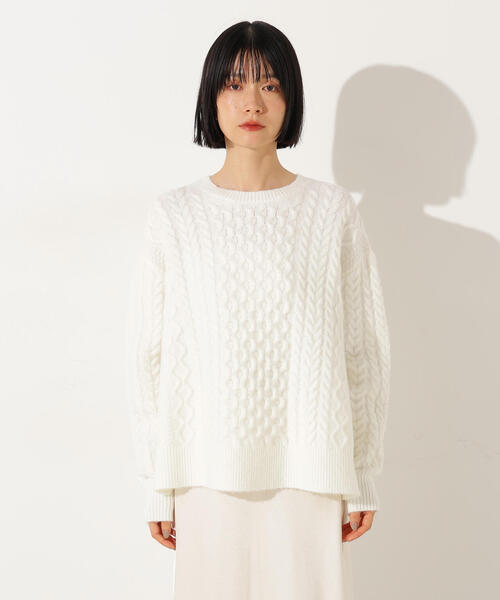 N.（N. Natural Beauty Basic）（エヌエヌナチュラルビューティーベーシック）の「ベーシックケーブルニット（ニット/セーター・レディース・オフホワイト/ピンク/ブラウン・MEDIUM）」の12枚目の写真