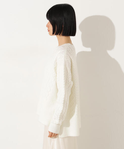N.（N. Natural Beauty Basic）（エヌエヌナチュラルビューティーベーシック）の「ベーシックケーブルニット（ニット/セーター・レディース・オフホワイト/ピンク/ブラウン・MEDIUM）」の13枚目の写真