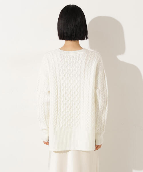 N.（N. Natural Beauty Basic）（エヌエヌナチュラルビューティーベーシック）の「ベーシックケーブルニット（ニット/セーター・レディース・オフホワイト/ピンク/ブラウン・MEDIUM）」の14枚目の写真