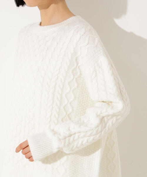 N.（N. Natural Beauty Basic）（エヌエヌナチュラルビューティーベーシック）の「ベーシックケーブルニット（ニット/セーター・レディース・オフホワイト/ピンク/ブラウン・MEDIUM）」の16枚目の写真