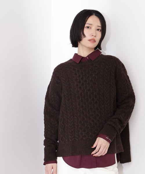 N.（N. Natural Beauty Basic）（エヌエヌナチュラルビューティーベーシック）の「ベーシックケーブルニット（ニット/セーター・レディース・オフホワイト/ピンク/ブラウン・MEDIUM）」の21枚目の写真