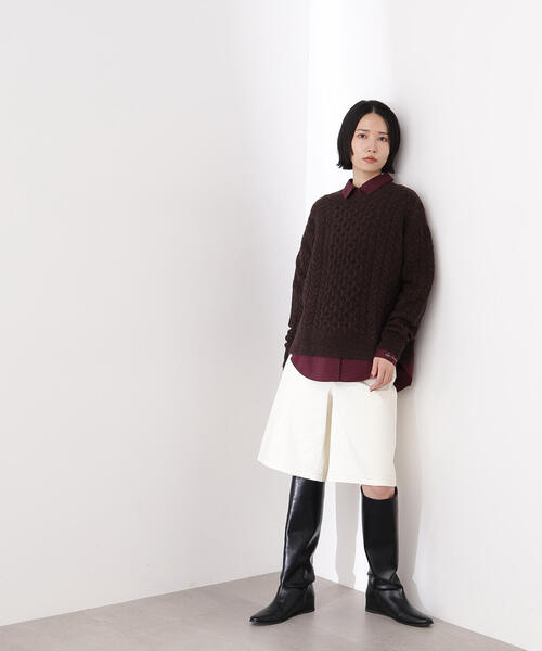 N.（N. Natural Beauty Basic）（エヌエヌナチュラルビューティーベーシック）の「ベーシックケーブルニット（ニット/セーター・レディース・オフホワイト/ピンク/ブラウン・MEDIUM）」の22枚目の写真