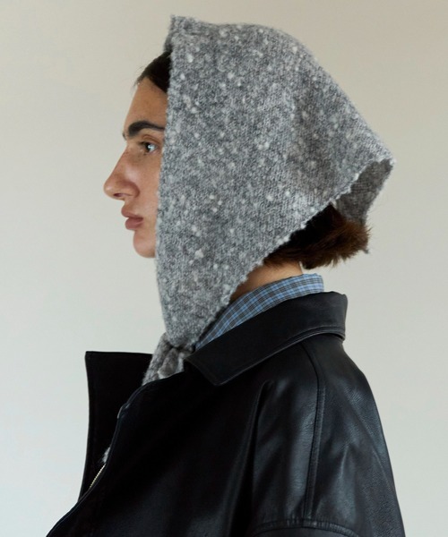 MAISON SPECIAL(メゾンスペシャル)の「Slub Knit Babushka / スラブニットバブーシュカ(ストール/ショール・レディース・ブラック/ブルー/グレー・FREE)」の2枚目の写真