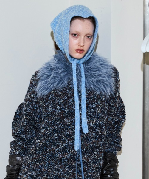 MAISON SPECIAL(メゾンスペシャル)の「Slub Knit Babushka / スラブニットバブーシュカ(ストール/ショール・レディース・ブラック/ブルー/グレー・FREE)」の3枚目の写真