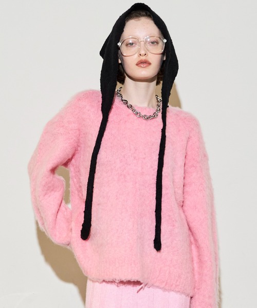 MAISON SPECIAL(メゾンスペシャル)の「Slub Knit Babushka / スラブニットバブーシュカ(ストール/ショール・レディース・ブラック/ブルー/グレー・FREE)」の1枚目の写真