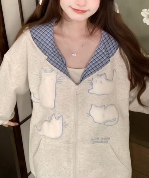 可愛い！！ ヒス　ぬいぐるみ　ジップパーカー Y2K レディース 可愛い！！ ヒス ぬいぐるみ ジップパーカー Y2K レディース 可愛い