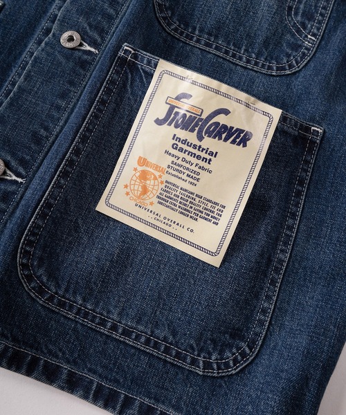 UNIVERSAL OVERALL（ユニバーサルオーバーオール）の「【92】【UNIVERSAL OVERALL/ユニバーサルオーバーオール】 デニムカバーオール／デニムジャケット／アメカジ（カバーオール・メンズ・ブルー・M/L/XL）」の5枚目の写真